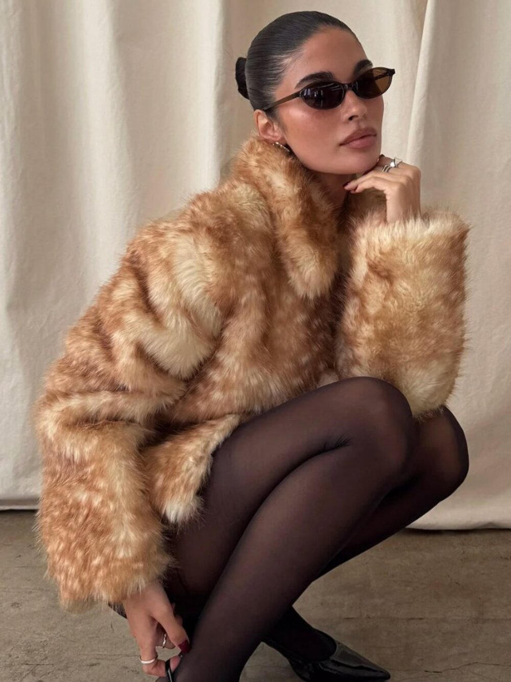 Princess Polly Animal Print Faux Fur Jacket NWT